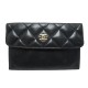 SAC POCHETTE CHANEL A RABAT PORTE-CARTES EN CUIR MATELASSE NOIR BLACK CLUTCH