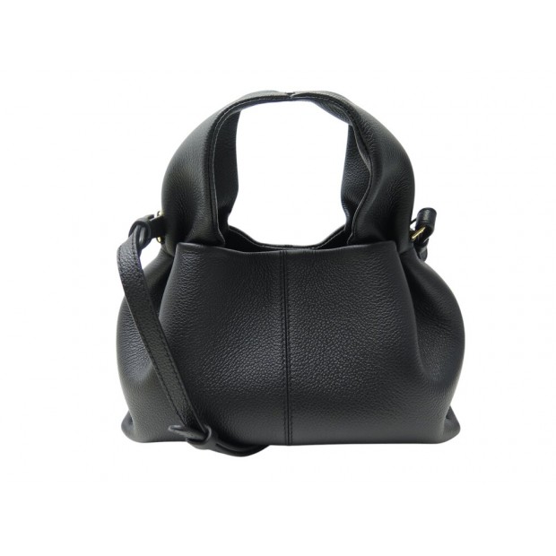 NEUF SAC A MAIN POLENE NUMERO NEUF MINI GRAINE BANDOULIERE EN CUIR NOIR BAG 390€