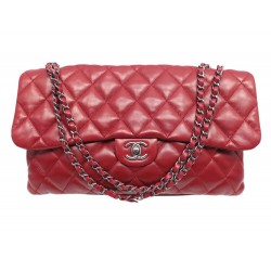 SAC A MAIN CHANEL TIMELESS JUMBO SIMPLE RABAT CUIR ROUGE BANDOULIERE BAG 10000€