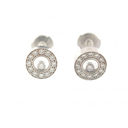 BOUCLES D'OREILLES CHOPARD HAPPY DIAMONDS ICONS 833087 OR BLANC & DIAMANTS 6070€