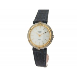 VINTAGE MONTRE HERMES CLIPPER 26 MM EN OR 18K ET ACIER QUARTZ GOLD LADY WATCH