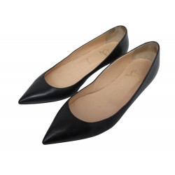 CHAUSSURES CHRISTIAN LOUBOUTIN BALLERINES PIGALLE CUIR NOIR 40 FLAT SHOES 645€