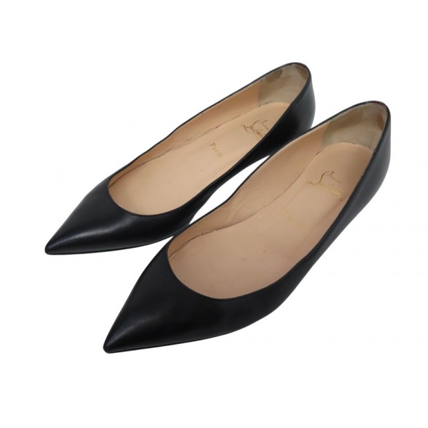 CHAUSSURES CHRISTIAN LOUBOUTIN BALLERINES PIGALLE CUIR NOIR 40 FLAT SHOES 645€