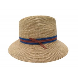 CHAPEAU DE PAILLE HERMES PANAMA EN PAILLE BEIGE TAILLE 56 SUMMER HAT RUBAN 650€