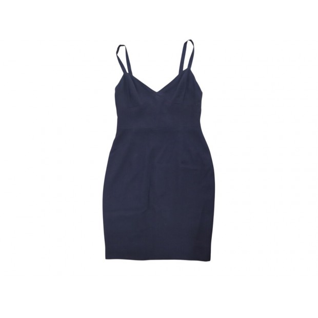 ROBE CHANEL LONGUE A BRETELLES P31732W04057 38 M EN LAINE BLEUE WOOL DRESS 4900€