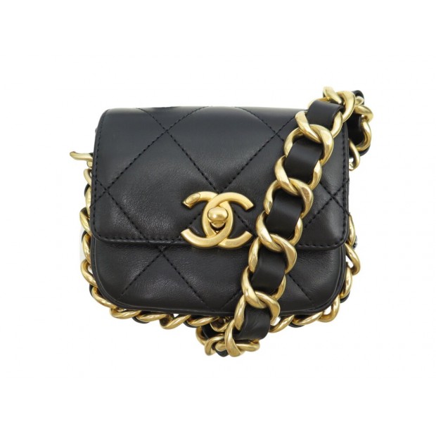NEUF SAC A MAIN CHANEL CHAIN AROUND AS2833 BANDOULIERE NOIR MINI FLAP BAG 4500€