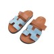 CHAUSSURES HERMES MULES CHYPRE H231125Z 39 CUIR GOLD ET DENIM LEATHER SHOES 760€