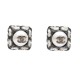 NEUF BOUCLES D'OREILLES CHANEL CARRE LOGO CC TWEED METAL ARGENTE EARRINGS 560€