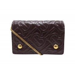 NEUF SAC PORTE-CARTES BURBERRY POCHETTE PETIT SAC CHAINE POCKET BORDEAUX 670€