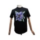 NEUF TSHIRT PRADA MANCHES COURTES IMPRIME FLEUR 35838 M 48 NOIR ET VIOLET 870€