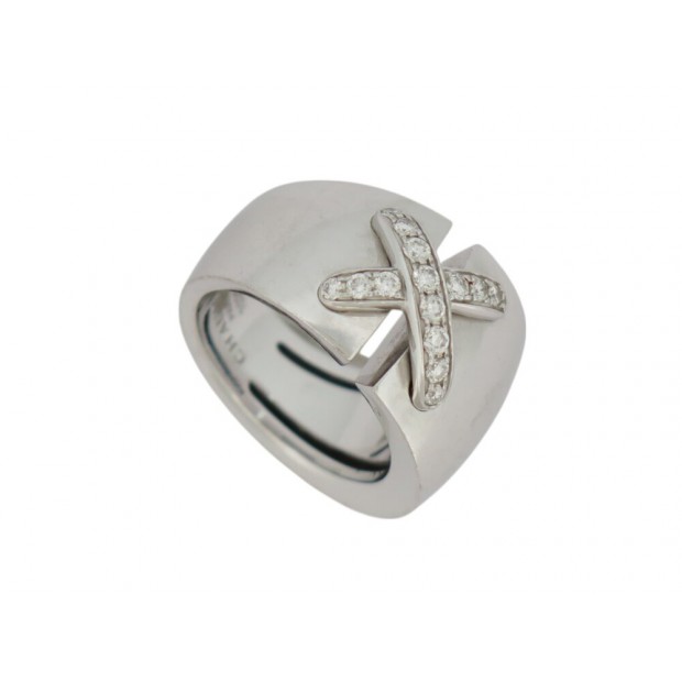BAGUE CHAUMET LIENS CROISES GM T56 ASYMETRIQUE EN OR BLANC DIAMANTS 0.45CT 6670€