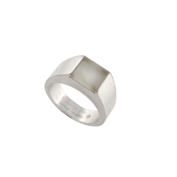 BAGUE CARTIER TANK EN OR BLANC 18K 13.6 GR SERTIE PIERRE DE LUNE GOLD RING 2690€