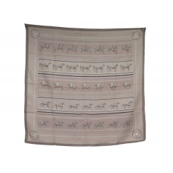 FOULARD HERMES SEQUENCES CARRE 90 CM EN SOIE TAUPE SILK SCARF 530€