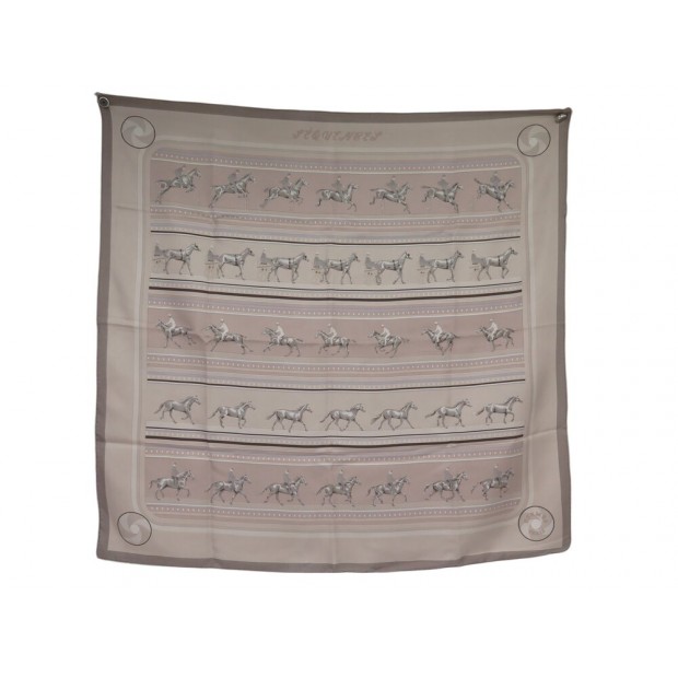 FOULARD HERMES SEQUENCES CARRE 90 CM EN SOIE TAUPE SILK SCARF 530€