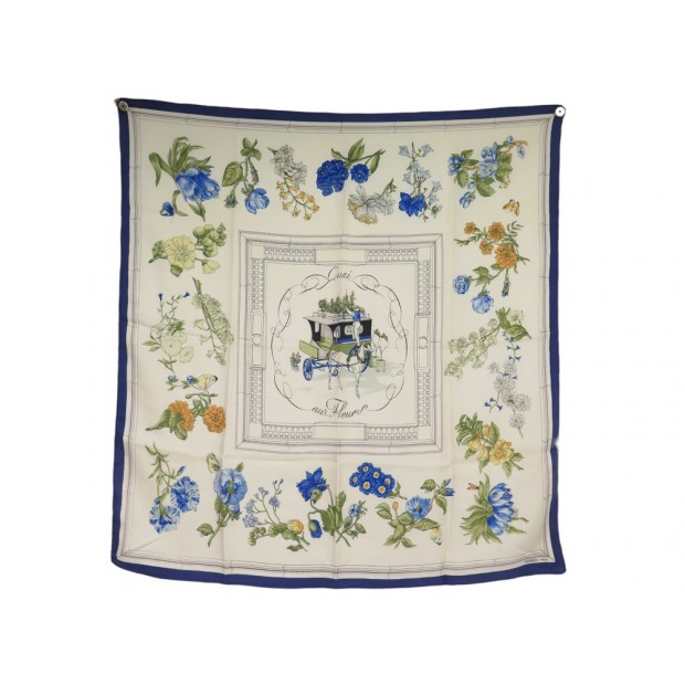 VINTAGE FOULARD HERMES QUAI AUX FLEURS 1ERE EDITION 1952 SOIE CARRE SCARF 530€