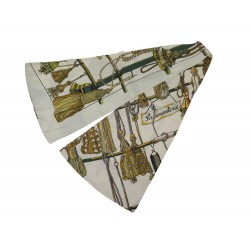 FOULARD HERMES LAVALLIERE PASSEMENTERIE EN SOIE ECRUE 120 X 32 CM SILK SCARF