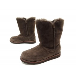 NEUF CHAUSSURES UGG SHANLEIGH 3216 BOTTINES FOURREES 38 DAIM MARRON BOOTS 220€