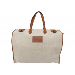 VINTAGE SAC DE VOYAGE A MAIN HERMES KABA 52CM TOILE & CUIR CABAS TOTE TRAVEL BAG