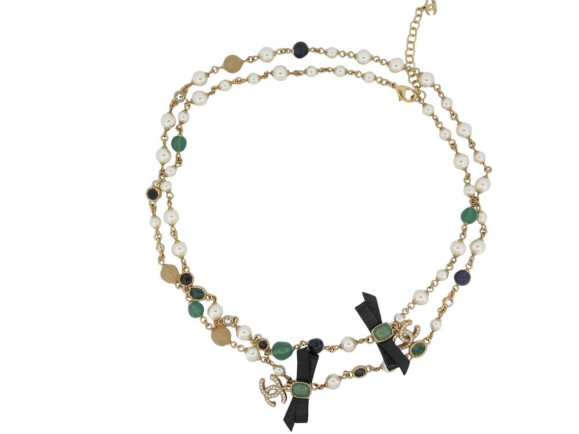collier sautoir chanel 2024 perles noeud en cuir