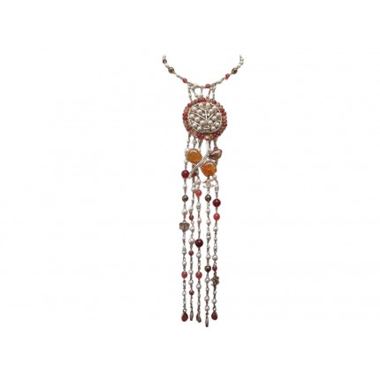 NEUF COLLIER CHANEL 2018 PERLES PIERRES LOGO CC PLASTRON DORE NECKLACE NEW 2300€