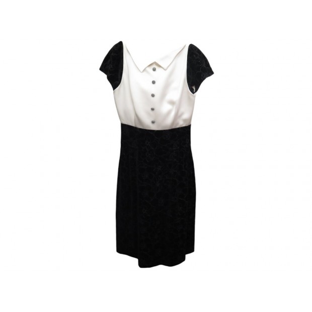 ROBE CHANEL P50206W05568 36 S BOUTONS LOGO CC VELOURS MOTIF CAMELIA DRESS 4600€
