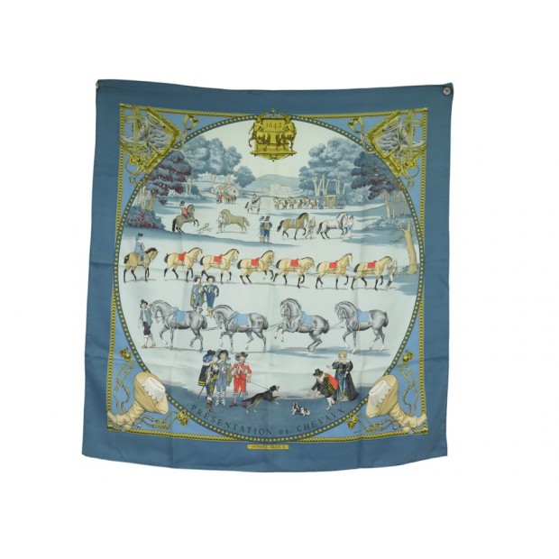 FOULARD HERMES PRESENTATION DES CHEVAUX CARRE 90 1ERE EDITION DE 1970 SCARF 530€