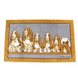 SERVIETTE DE PLAGE HERMES LES BASSETS DRAP DE BAIN COTON COTTON BEACH TOWEL 610€