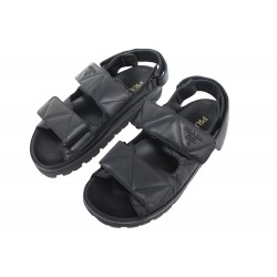 NEUF CHAUSSURES PRADA SANDALES PADDED EN CUIR NAPPA 1XZ775 38.5 IT 39.5 FR 990€