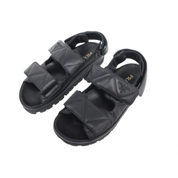 NEUF CHAUSSURES PRADA SANDALES PADDED EN CUIR NAPPA 1XZ775 38.5 IT 39.5 FR 990€
