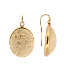 NEUF BOUCLES D'OREILLES POMELLATO VICTORIA ENGRAVED OR JAUNE 18K AGATE 7100€