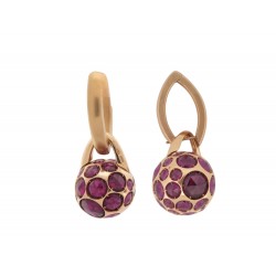 NEUF BOUCLES D'OREILLES POMELLATO HAREM RHODOLITE OR ROSE 18K EARRINGS 10000€