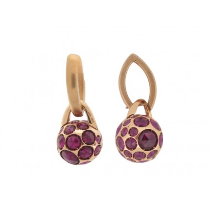 NEUF BOUCLES D'OREILLES POMELLATO HAREM RHODOLITE OR ROSE 18K EARRINGS 10000€
