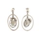 BOUCLES D'OREILLES CHRISTIAN DIOR PENDANTES LOGO D ET PIERRE METAL ARGENTE 570€