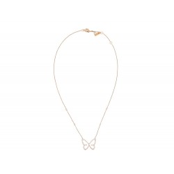 COLLIER MESSIKA BUTTERFLY PM 04145-0068 OR ROSE 18K & DIAMANTS 0.58 CT NECKLACE