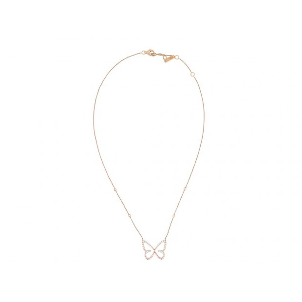COLLIER MESSIKA BUTTERFLY PM 04145-0068 OR ROSE 18K & DIAMANTS 0.58 CT NECKLACE