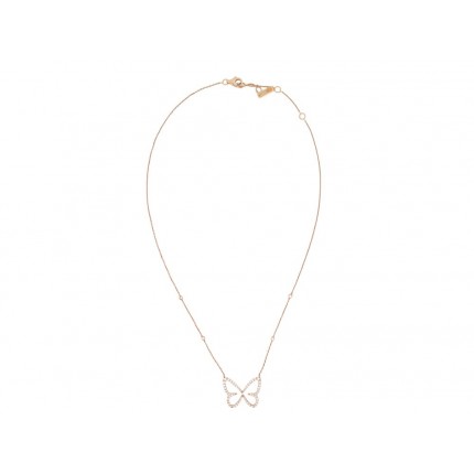 COLLIER MESSIKA BUTTERFLY PM 04145-0068 OR ROSE 18K & DIAMANTS 0.58 CT NECKLACE