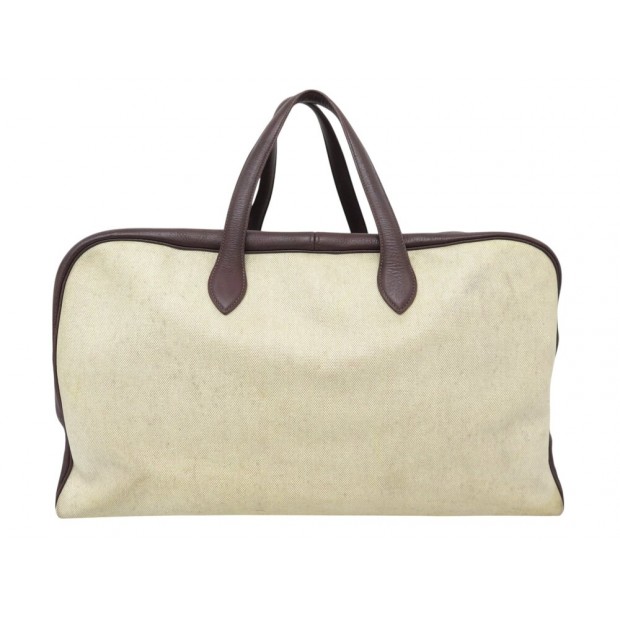 VINTAGE SAC DE VOYAGE A MAIN HERMES VICTORIA 50 TOILE CUIR TOGO TRAVEL BAG 6000€