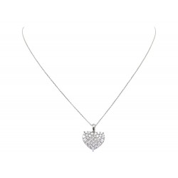 NEUF COLLIER BAGLIONI PENDENTIF COEUR SERTI 32 DIAMANT 0.94CT 55 NECKLACE 2300€