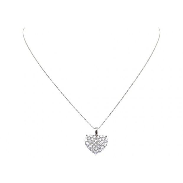 NEUF COLLIER BAGLIONI PENDENTIF COEUR SERTI 32 DIAMANT 0.94CT 55 NECKLACE 2300€