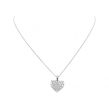 NEUF COLLIER BAGLIONI PENDENTIF COEUR SERTI 32 DIAMANT 0.94CT 55 NECKLACE 2300€