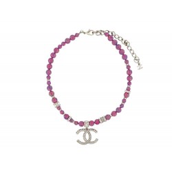 NEUF COLLIER CHANEL PERLES VIOLETTES IRIDESCENTES 2023 LOGO CC CHOKER 1590€