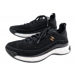 NEUF CHAUSSURES CHANEL G45331 BASKETS LOW TOP TRAINER LOGO CC 39 SNEAKERS 1250€