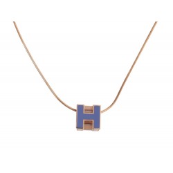 NEUF COLLIER HERMES PENDENTIF CAGE D'H H143001FO84 PLAQUE OR ROSE NECKLACE 430€