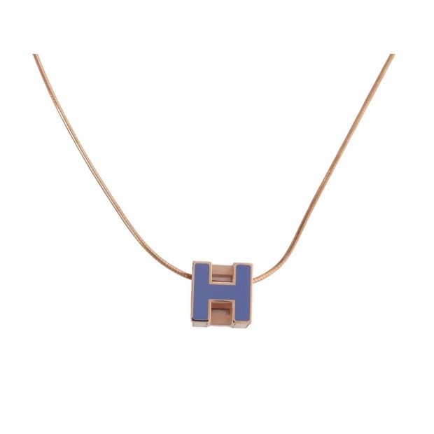 NEUF COLLIER HERMES PENDENTIF CAGE D'H H143001FO84 PLAQUE OR ROSE NECKLACE 430€