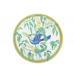 PLAT A TARTE HERMES TOUCANS EN PORCELAINE BLANCHE DIAM 31 CM WHITE PIE DISH 395€