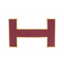 NEUF BOUCLE DE CEINTURE HERMES H QUIZZ 32 MM LAQUE BORDEAUX ACIER BROSSE DORE