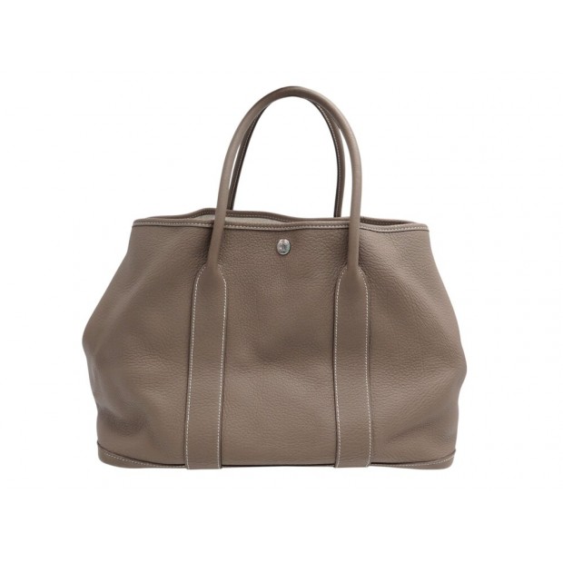 SAC A MAIN HERMES GARDEN PARTY 36 CABAS CUIR ETOUPE LEATHER TOTE HAND BAG 3050€