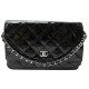 SAC A MAIN CHANEL POCHETTE WALLET ON CHAIN CUIR VERNIS NOIR WOC HAND BAG 4100€