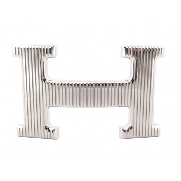 NEUF BOUCLE DE CEINTURE HERMES H STRIEE EN ACIER PALLADIE SAC RIBBED BUCKLE BELT