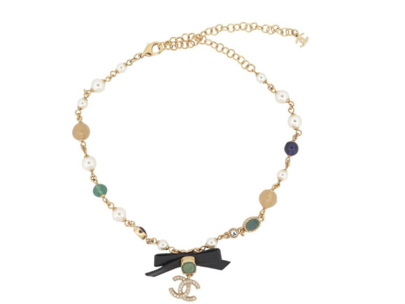 collier chanel chocker perles verre strass
